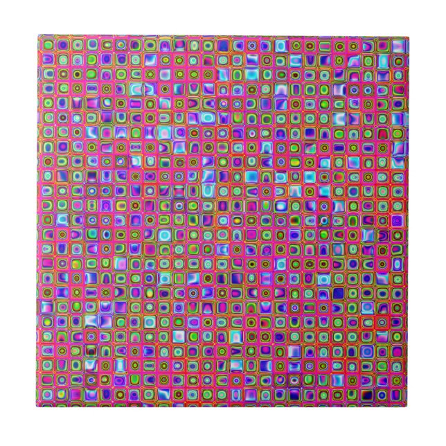 Padrão De Azulejos Rosa Quente, Verde E Funk Roxo (Frente)