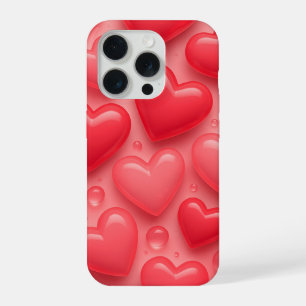 Padrão de Bolhas com Corações Rosa e Vermelho