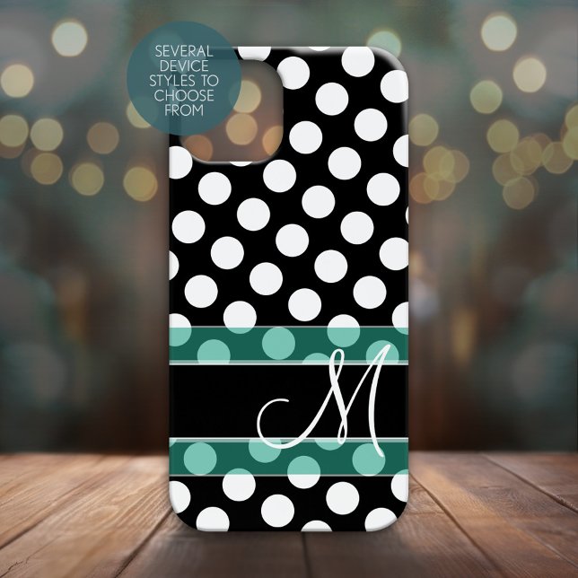 Padrão de bolinhas com Monograma (Personalized Phone Case with Polka Dots and Monogram)