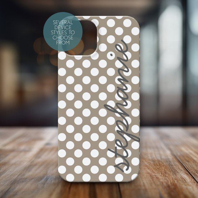 Padrão de Bolinhas de tendências com nome personal (Personalized Phone Case with Polka Dots and Custom Name)