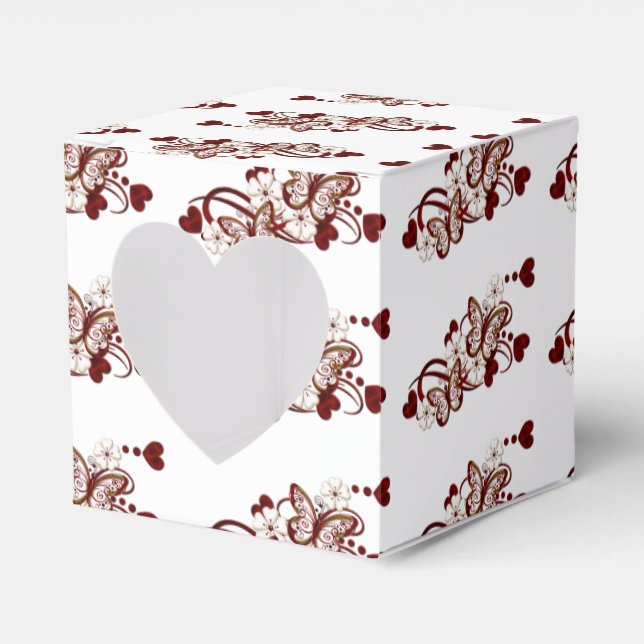 Padrão de Borboletas Coração Vermelho Caixa de Fav (Frente)