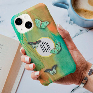 Padrão de Borboletas Vintage com Monograma