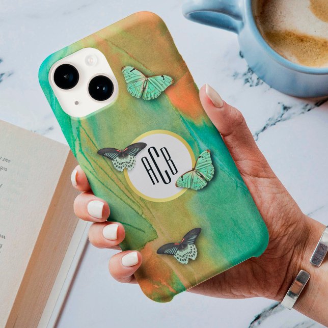 Padrão de Borboletas Vintage com Monograma (Criador carregado)