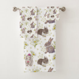 Padrão de Bunnies e Disies no Conjunto de Toalhas 