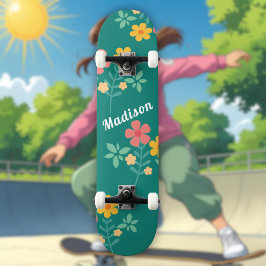 Padrão de Buquê Daisy Vintage no skate verde