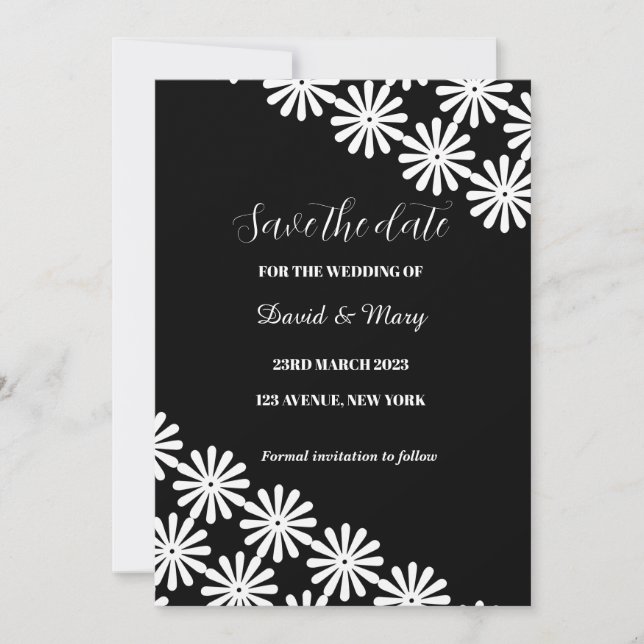 Padrão de cadarço floral branco preto-legante (Frente)