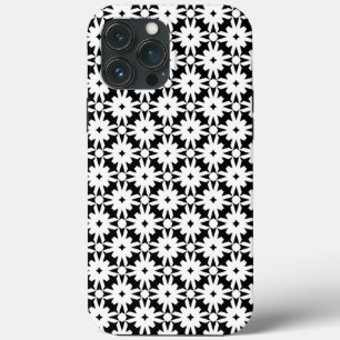 Padrão de Cadeia de Flores de Papel Branco Preto