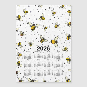 Padrão de Calendário 2026 com Abelhas e Pontos