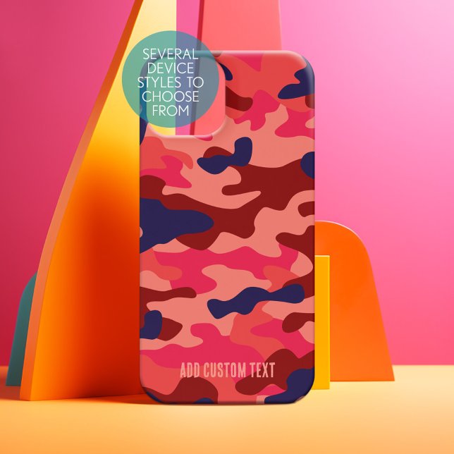 Padrão de Camouflage - Coral Azul com Texto de Blo (Personalized Phone Case)