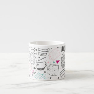 Padrão de caneca desenhada à mão, design sem solda