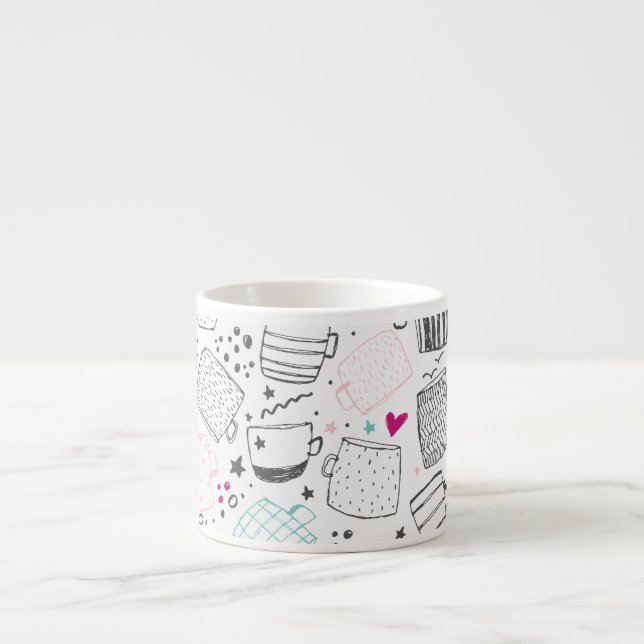 Padrão de caneca desenhada à mão, design sem solda (Frente)
