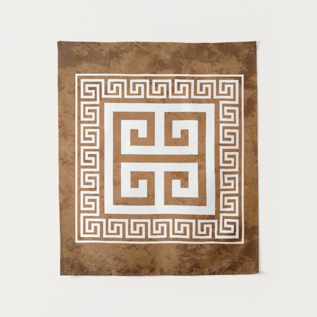 Padrão de Chave Grega Tapeçaria de Design Branco (Frente)