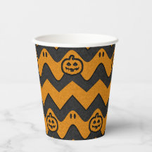 Padrão de Chevron Halloween com Fantasmas e Pumpki