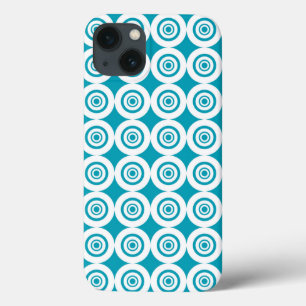 Padrão de Círculos Concêntricos Aqua e Branco