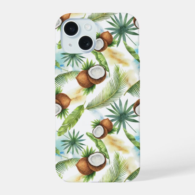 Padrão de coco tropical aquarela (Verso)