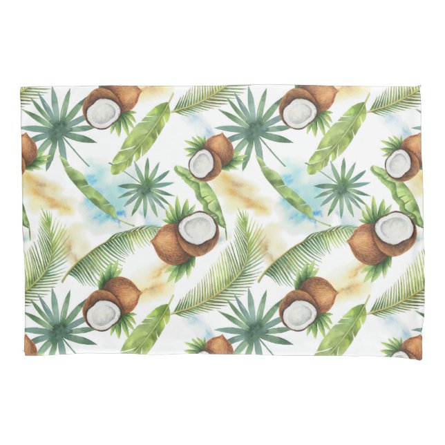 Padrão de Coco Tropical de Aquarela (Frente-Esquerda)