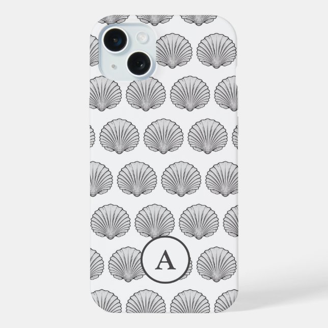 Padrão de Concha Monogramado Cinza Mínimo (Verso)