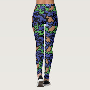 Padrão de cor azul verde laranja original Legging