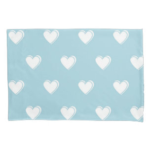 Padrão de Coração Simples Branco Azul