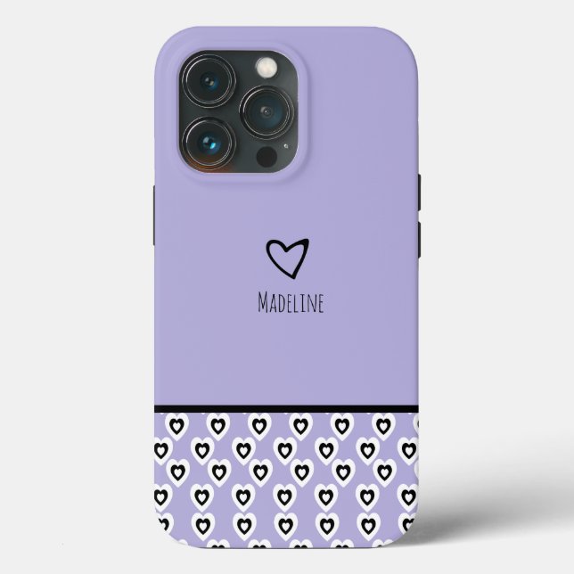 Padrão de Coração Simples Nome Roxo (Verso)