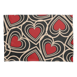 Padrão de Coração Simples Preto e Vermelho
