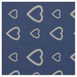 Padrão de Corações Cinzas Lindos em Tecido Azul Me