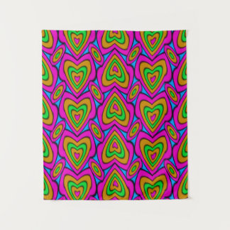 Padrão de Corações de Neon | Tapeçaria de Parede A