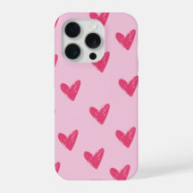 Padrão de Corações Desenhados à Mão Rosa Fofo Esté