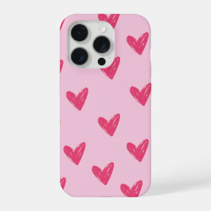 Padrão de Corações Desenhados à Mão Rosa Fofo Esté