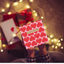 Padrão de Corações Vermelho e Rosa Romântico rico 