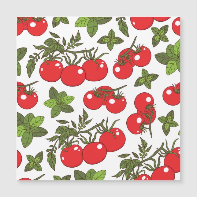 Padrão de cozinha sem costura de tomate Basil (Frente)
