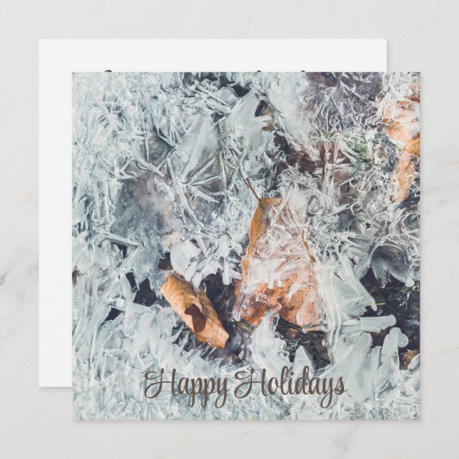 Padrão de cristais de gelo mágico com folhas caída (Frente/Verso)