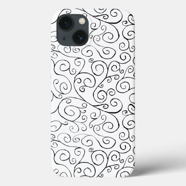 Padrão de Curva Preta Pintado à Mão em Branco (Verso)