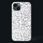 Padrão de Curva Preta Pintado à Mão em Branco<br><div class="desc">Curvas pretas pintadas à mão giram, se encontram e se divertem nesta design de repetição em todo o lado sobre um fundo branco. As linhas curvas terminam com designs de rolagem. A imagem decorativa é fluente e delicada. Pintura aquosa, digitalizada. Copyright © 2014 Claire E. Skinner. Todos os direitos reservados....</div>