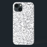 Padrão de Curva Preta Pintado à Mão em Branco<br><div class="desc">Curvas pretas pintadas à mão giram, se encontram e se divertem nesta design de repetição em todo o lado sobre um fundo branco. As linhas curvas terminam com designs de rolagem. A imagem decorativa é fluente e delicada. Pintura aquosa, digitalizada. Copyright © 2014 Claire E. Skinner. Todos os direitos reservados....</div>