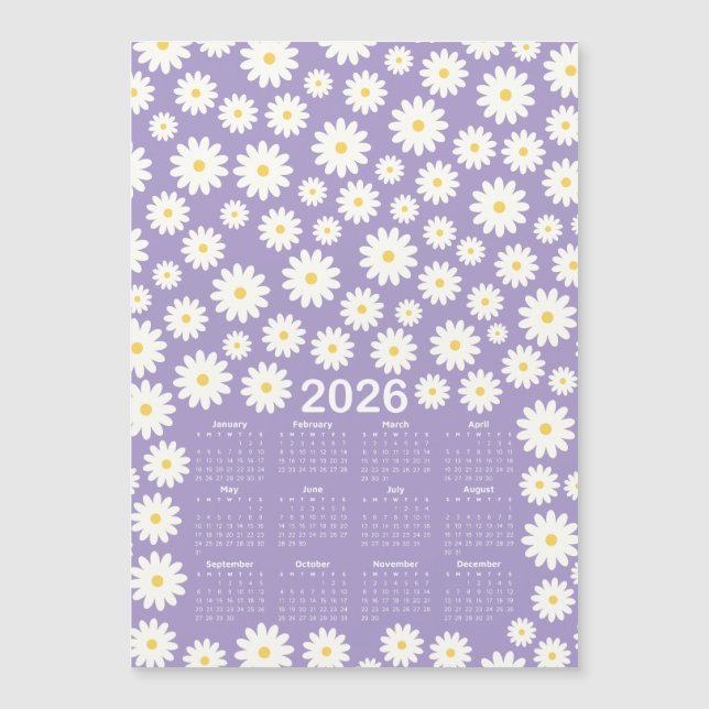 Padrão de Daisy Flower do Calendário 2026 (Frente)