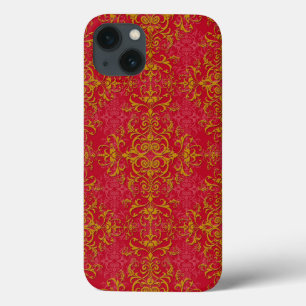 Padrão de damasco floral em dourado elegante e ros