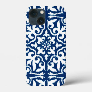 Padrão de damasco Ikat - Azul Cobalto e Branco