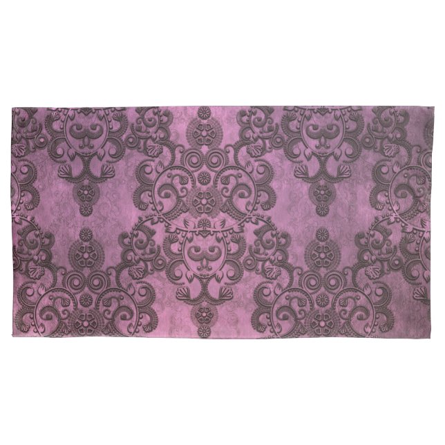 Padrão de Damasco Roxo Rústico Elegante Envelhecid (Frente-Esquerda)