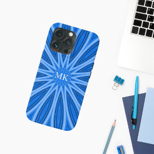 Padrão de Design Floral do Monograma Azul Moderno
