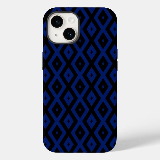 Padrão de diamante azul e preto (Verso)