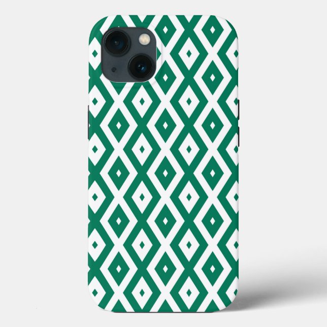 Padrão de diamante branco e verde florestal Case-M (Verso)