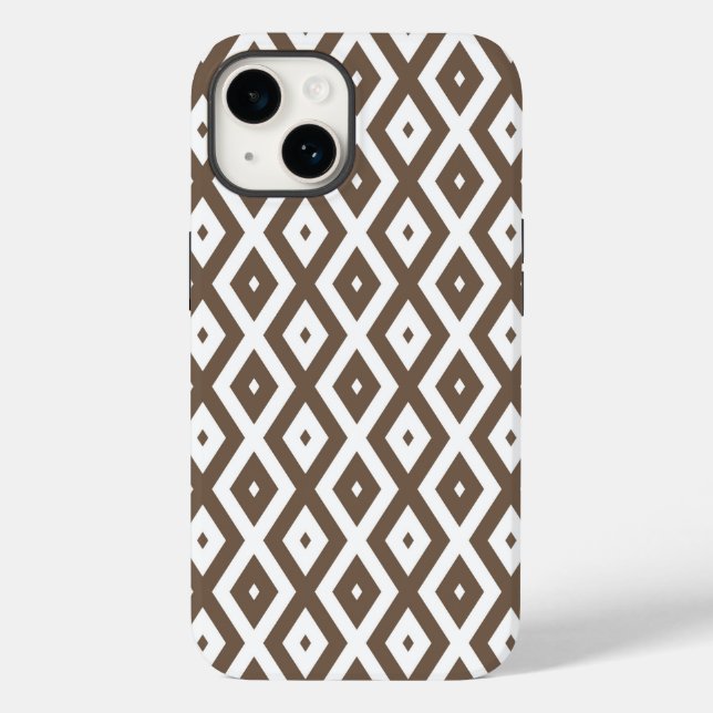 Padrão de diamante marrom e branco taupe (Verso)