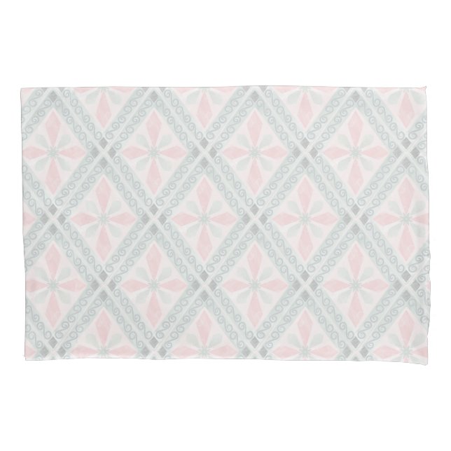 Padrão de diamante pastel verde e rosa (Frente)