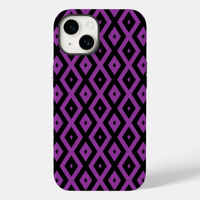 Padrão de diamante roxo e preto (Verso)