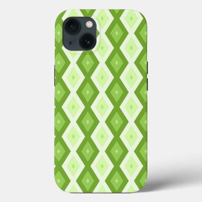 Padrão de diamante verde Chartreuse iPhone Case-Ma (Verso)