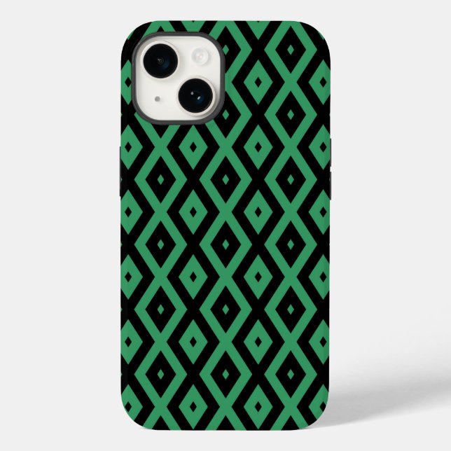 Padrão de diamante verde e preto (Verso)