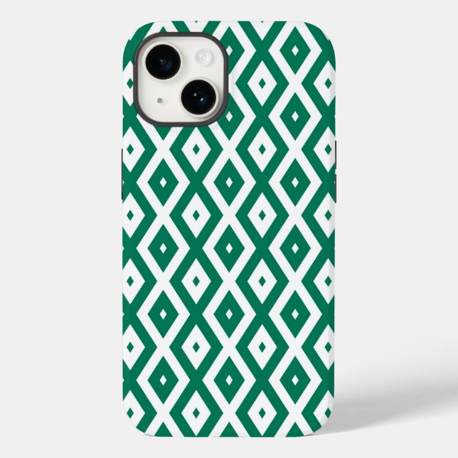 Padrão de diamante verde-florestal e branco (Verso)