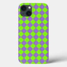 Padrão de Diamante Xadrez Verde Roxo