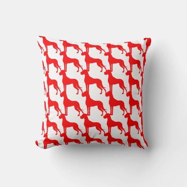 Padrão de dogue alemão em vermelho em almofadas de (Frente)